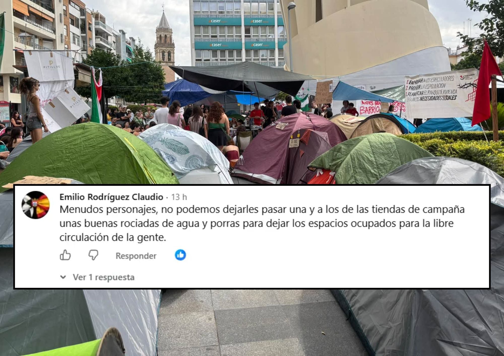 El cura de Aljaraque pide «agua y porras» contra las acampadas por la vivienda