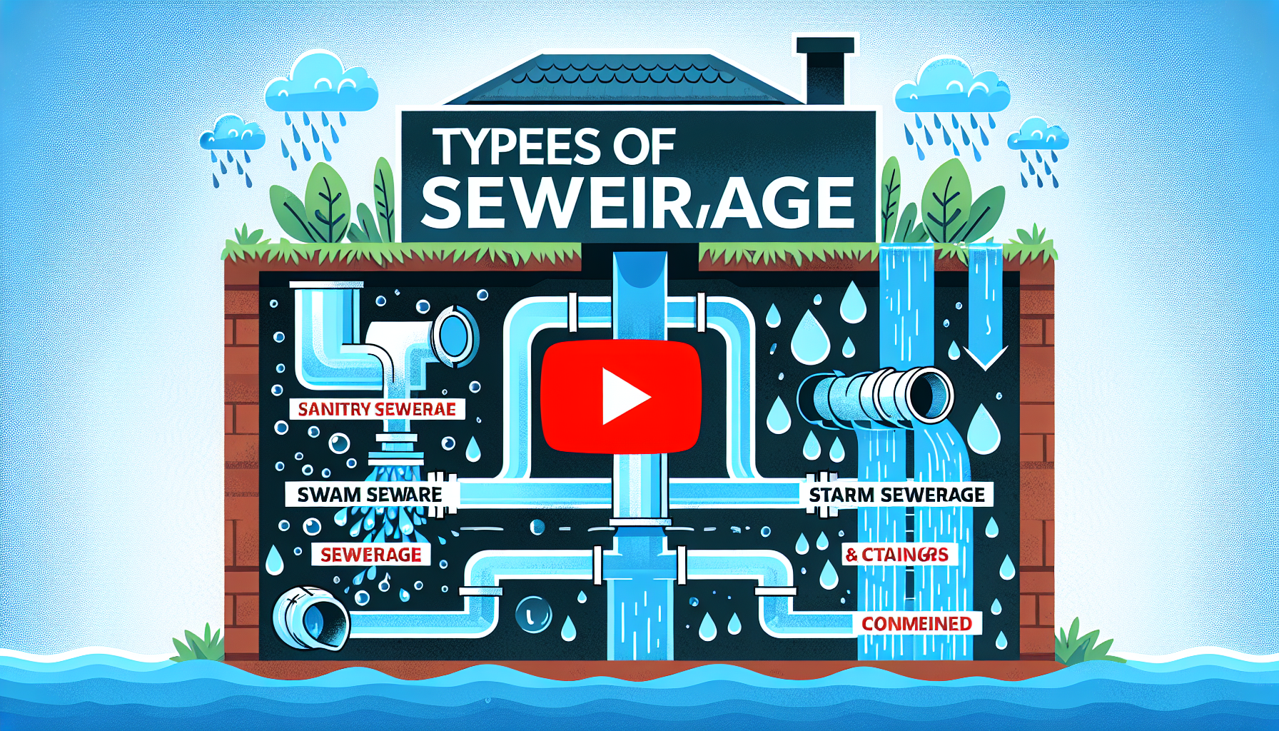 Diagram showing types of sewerage systems