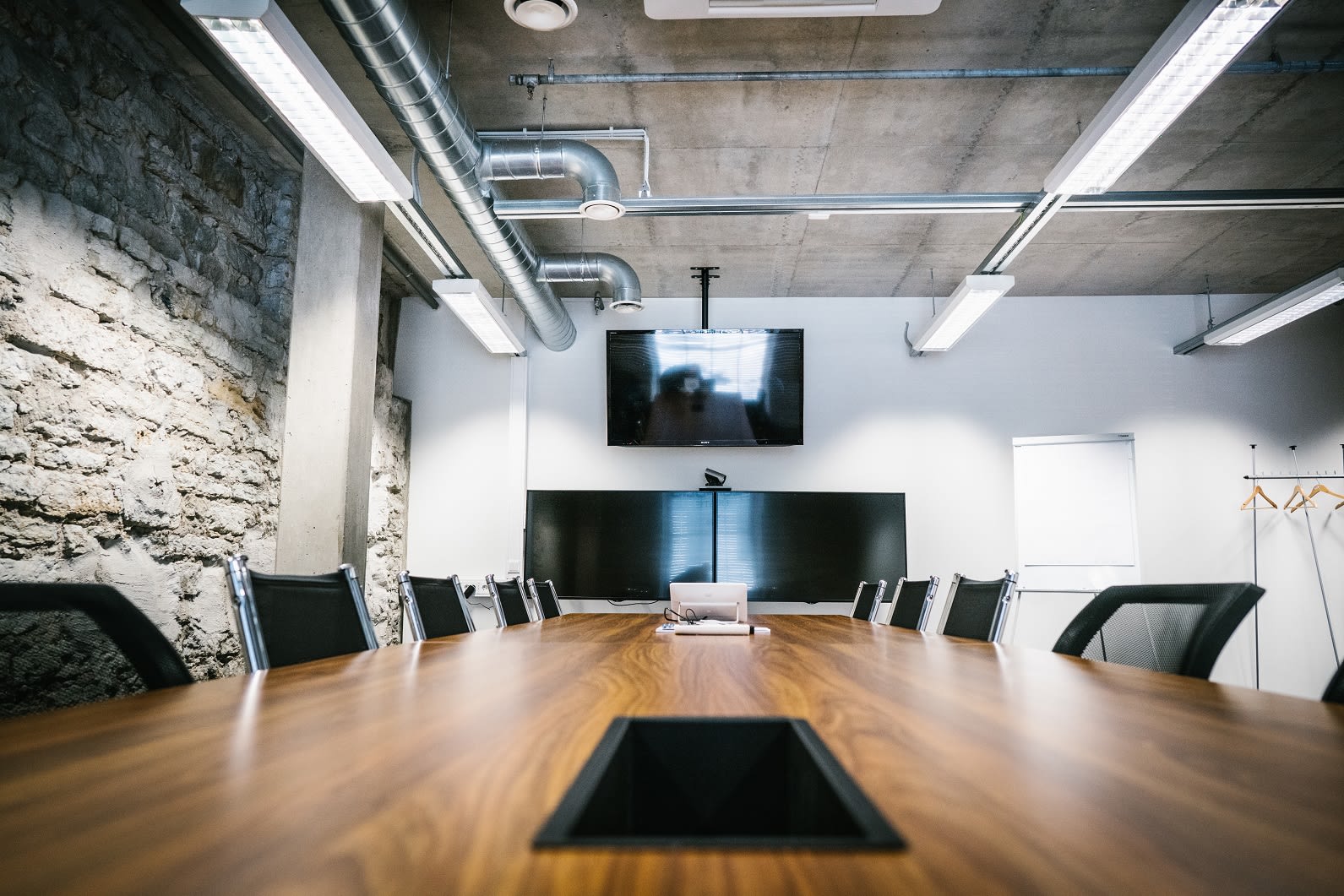 Video conference room on the 2nd floor of Walter Zapp building. The room fits 14 persons and it is equipped with LCD screen, free Wireless WLAN, whiteboard, and flipchart.