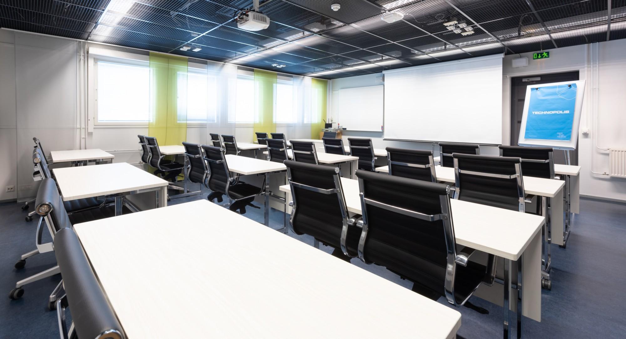 Class room for 24 persons. The room is equipped with projector, speakers, whiteboard, flip chart, high speed Wi-Fi and office equipment.