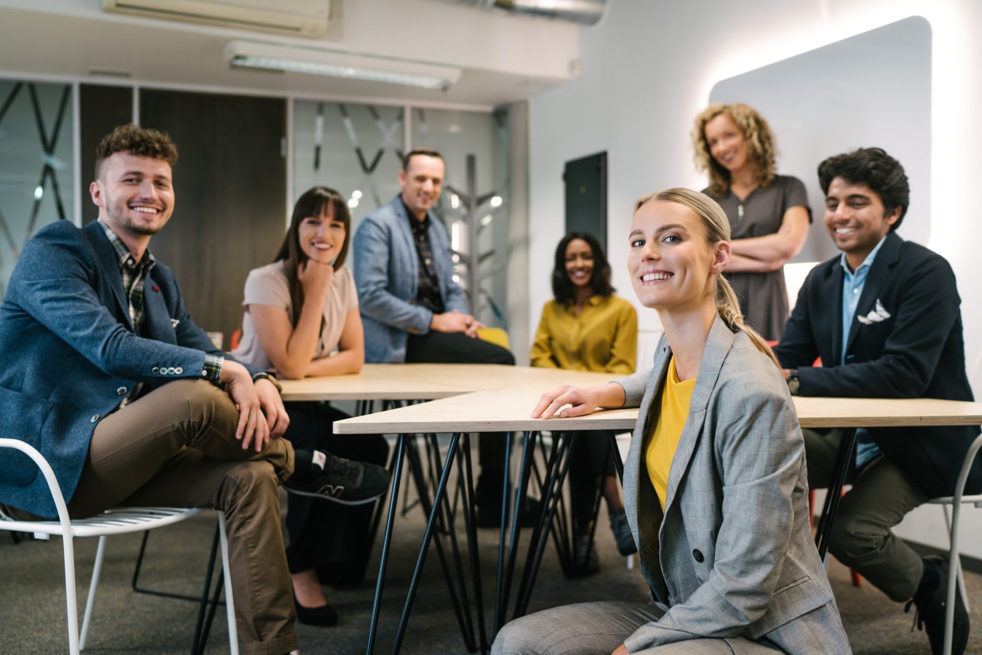 Group of happy people in a room