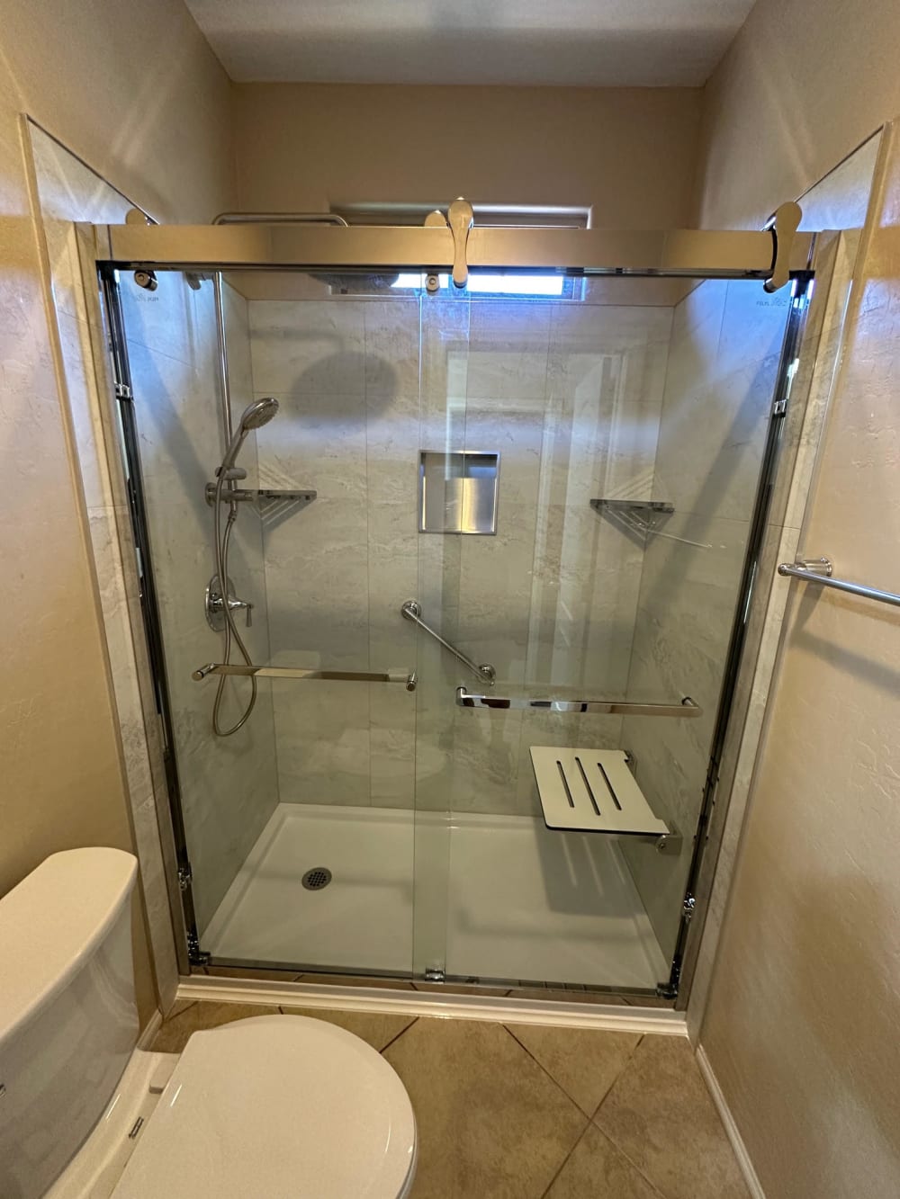 Sleek new shower installed after tub-to-shower conversion in Henderson NV by EZ Bath & Shower
