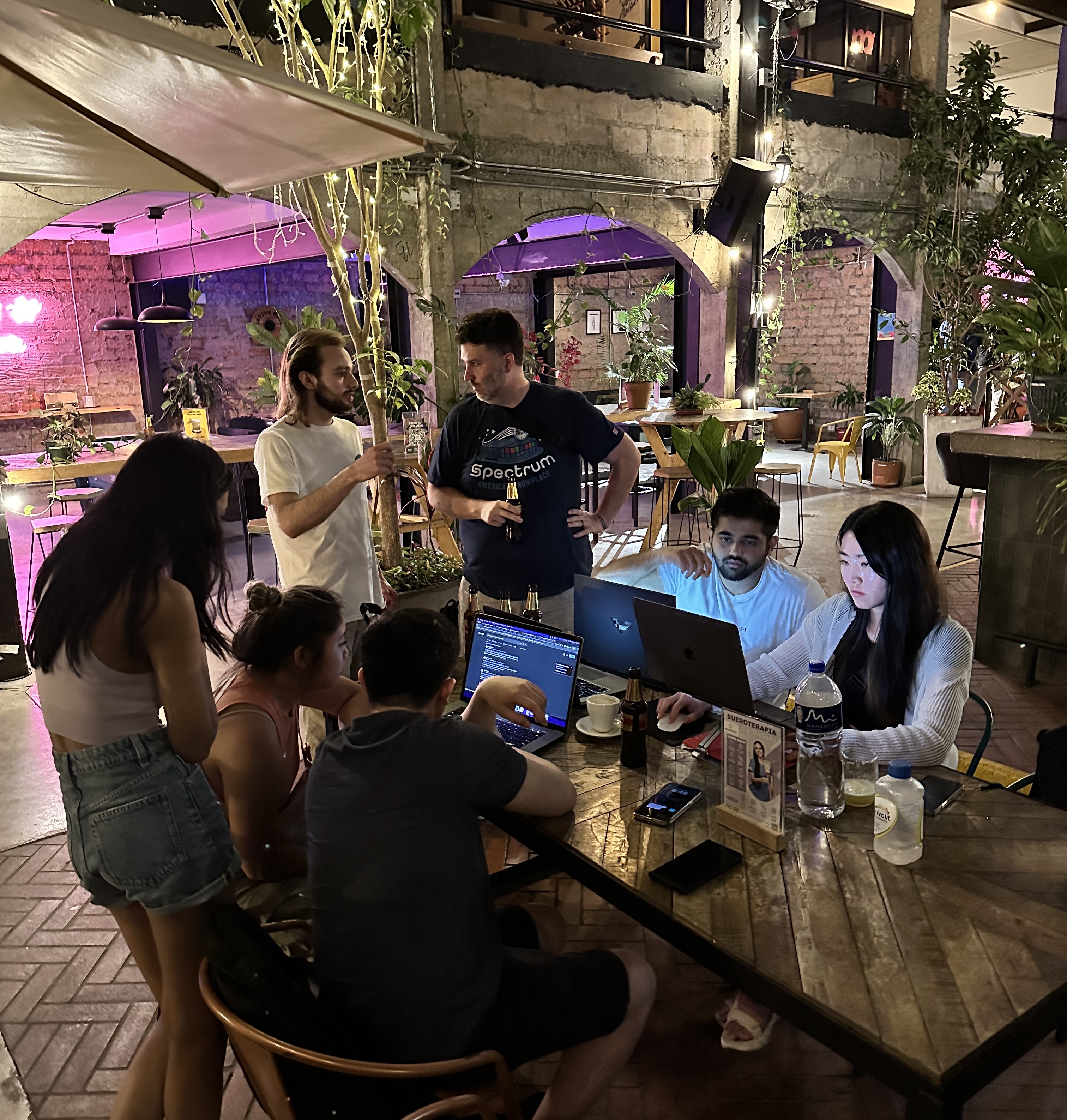 pilot team working at the Selina hostel in Medellin Colombia