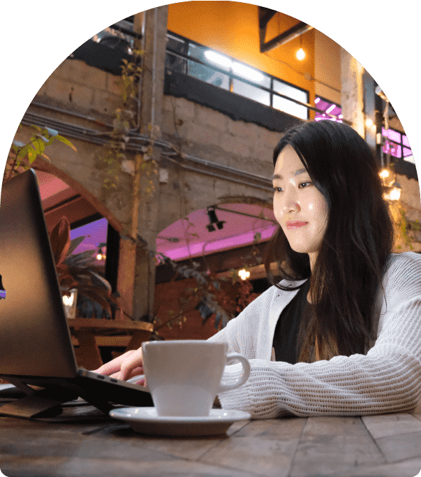 woman working on her laptop