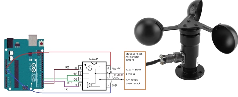 Anemometer connection schematic
