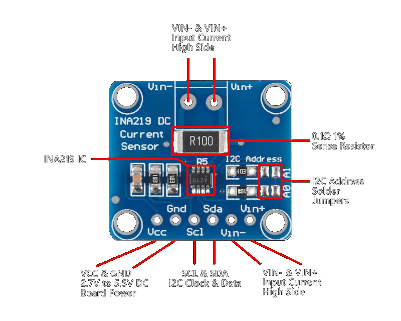 INA219 Current Sensor Top View