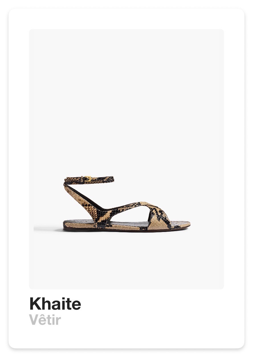 Khaite – Liria Ankle Strap Flat Sandal in Python-Embossed Taupe