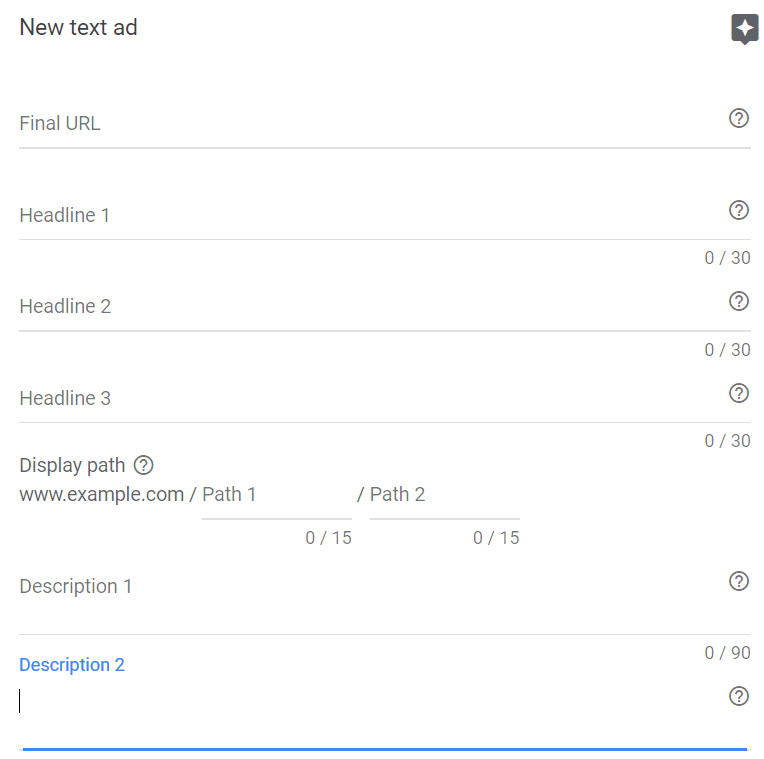 text ads keywords