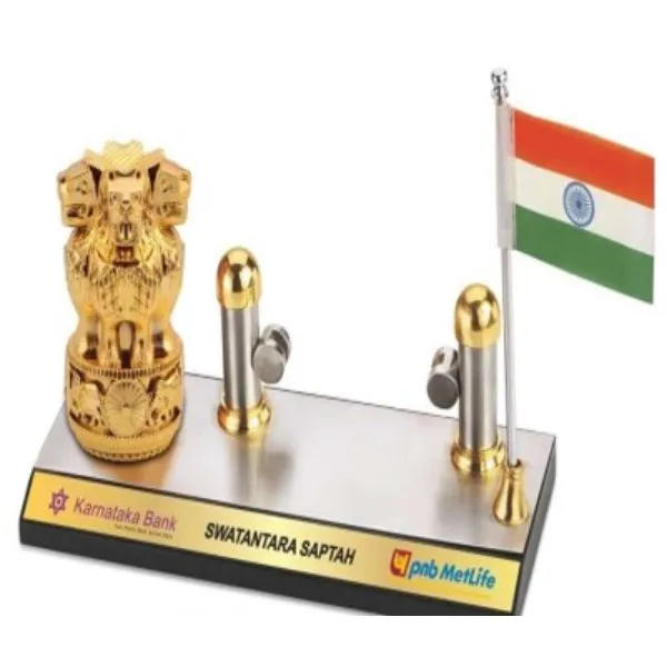 Ashoka Pillar With National Flag Desk Organizer