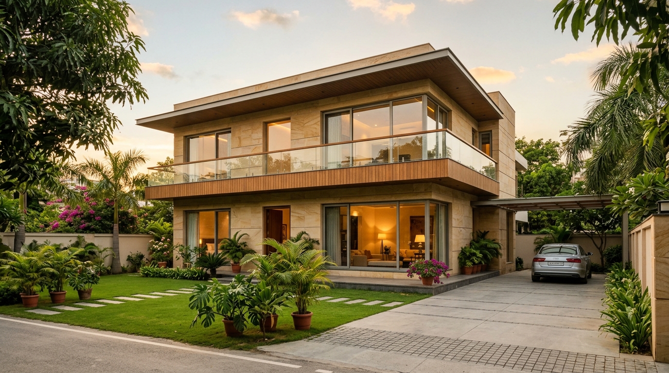 Modern luxury villa architectural design in Gomti Nagar Lucknow by Trygve Studio