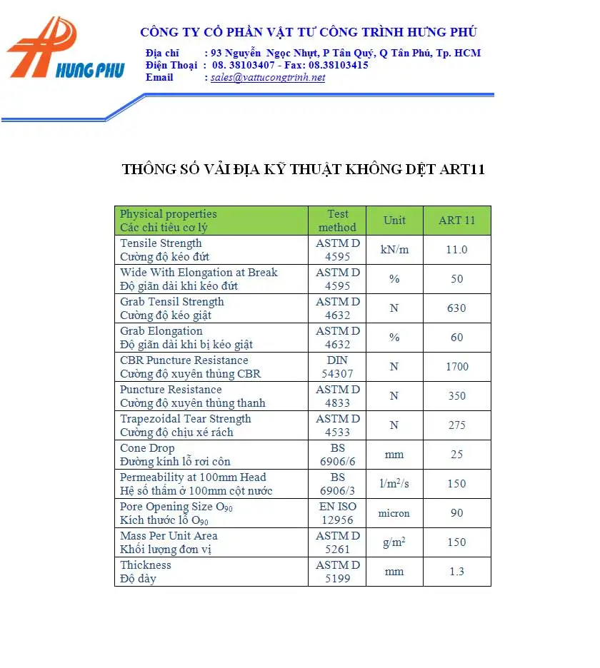 Báo giá vải địa kỹ thuật
