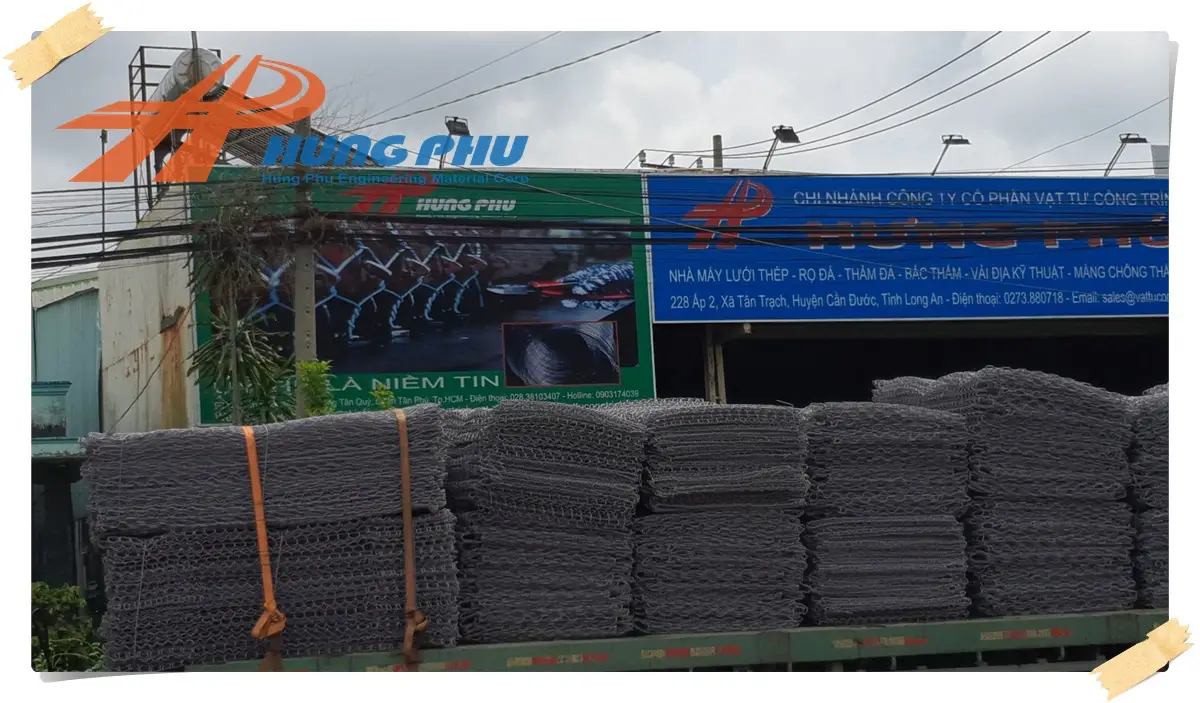 Rọ đá hộc trong công tác xây dựng tường chắn trọng lực