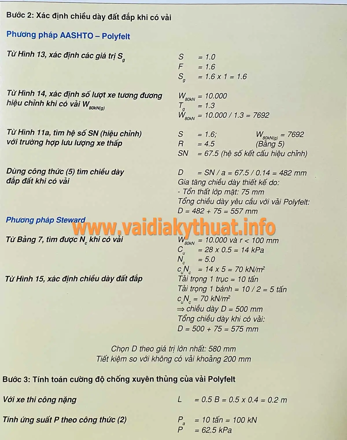 Tính toán vải địa kỹ thuật với các tiêu chuẩn thiết kế công trình trên nền đất yếu