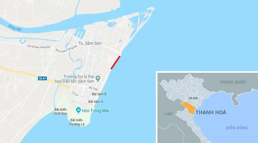 Vị trí kè rọ đá Sầm Sơn