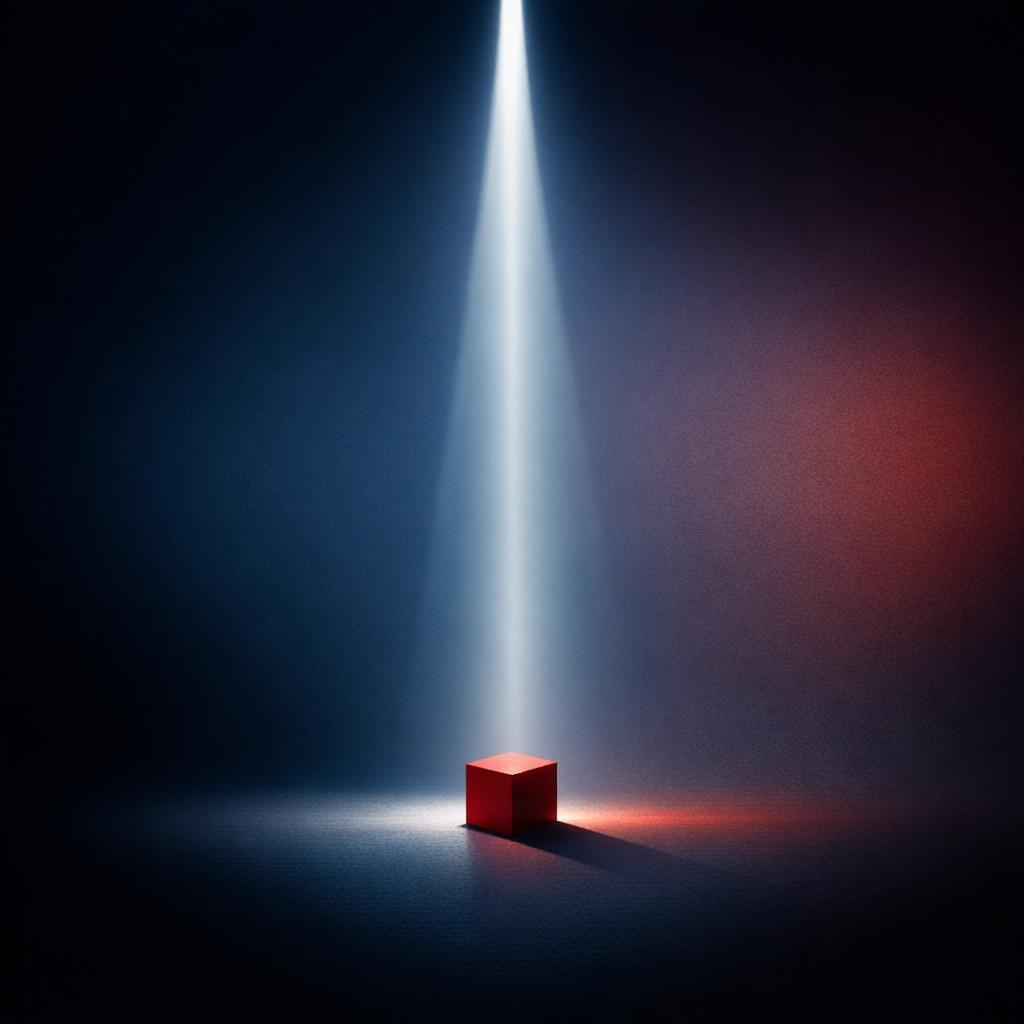 Abstract image of a bright focused beam of light cutting through a diffuse, blurred background symbolizing concentrated mental effort overcoming scattered distractions