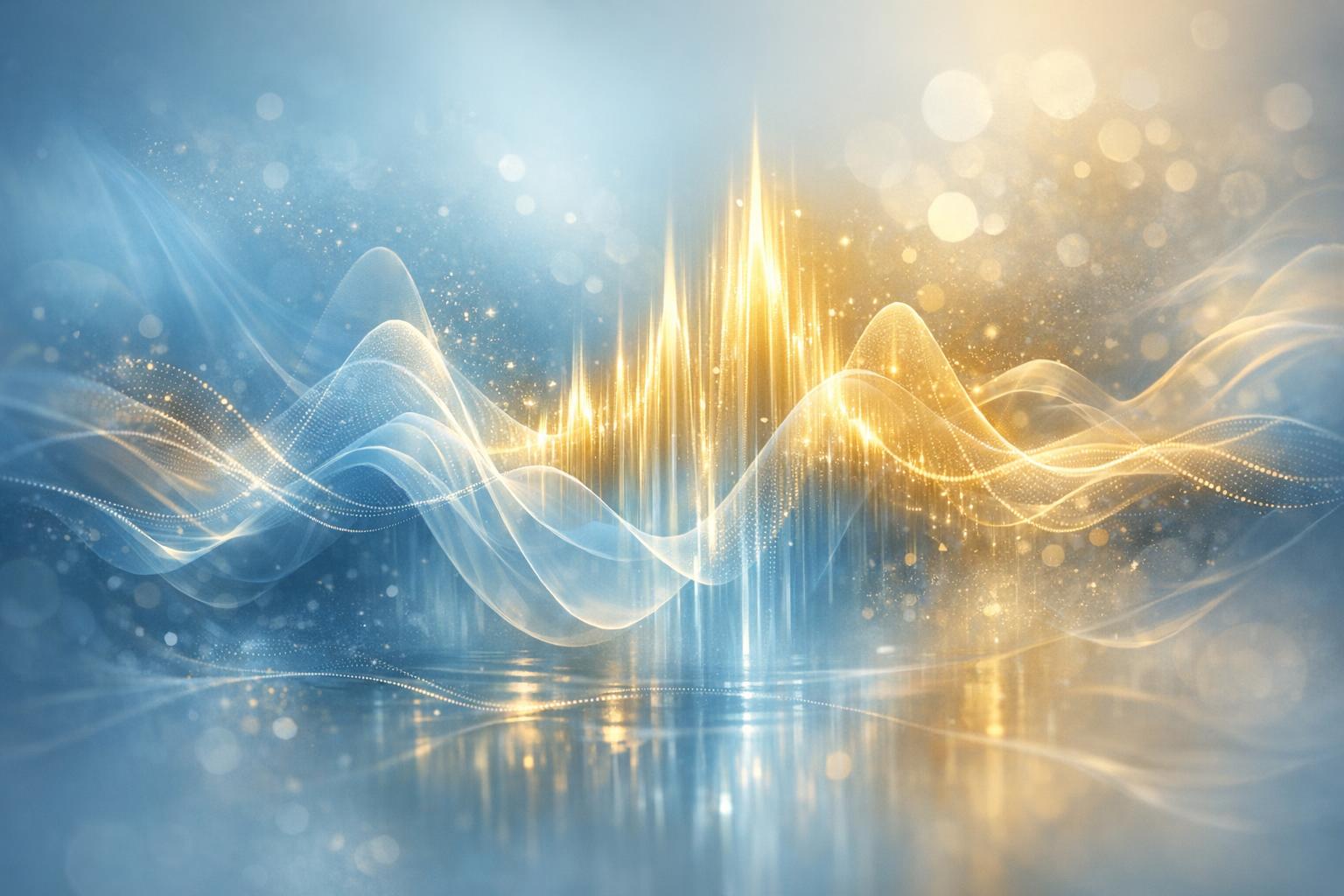 Harmonious geometric patterns merging, symbolizing music’s role in emotional transformation.
