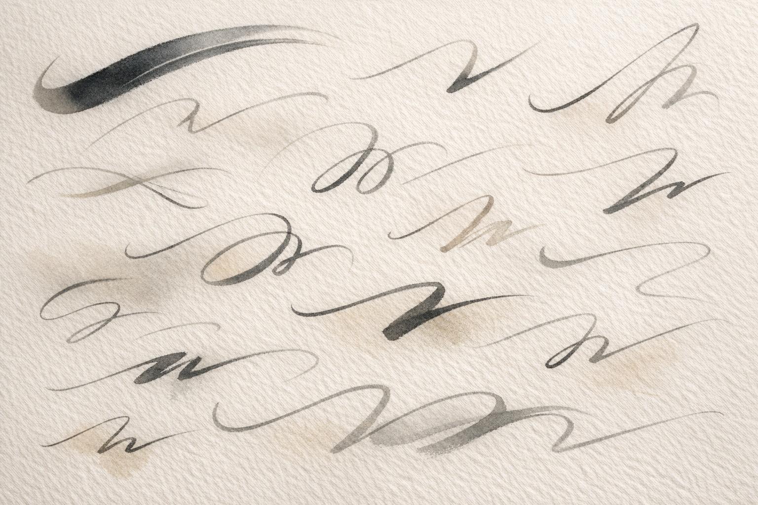 Abstract close-up of diverse handwriting ink strokes on textured paper, symbolizing personality reflected in writing  
