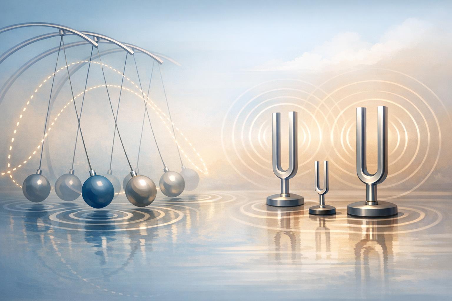 Abstract overlapping waves depicting different brainwave frequencies in a smooth, subtle gradient design.