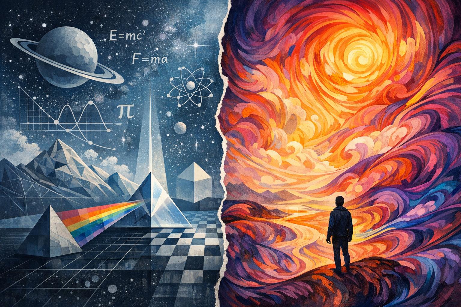 Glowing orb symbolizing the universal mind above a starry background with quantum wave patterns, expressing connection between consciousness and the cosmos.