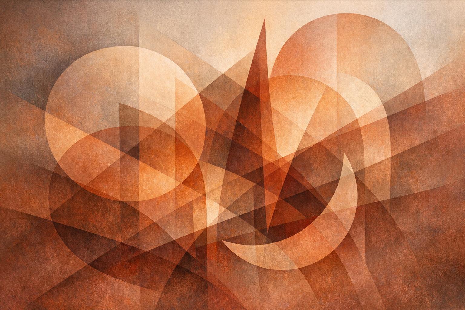 A serene minimalist architectural design featuring interlocking arches and connecting pathways, symbolizing the harmony between personal development and service.