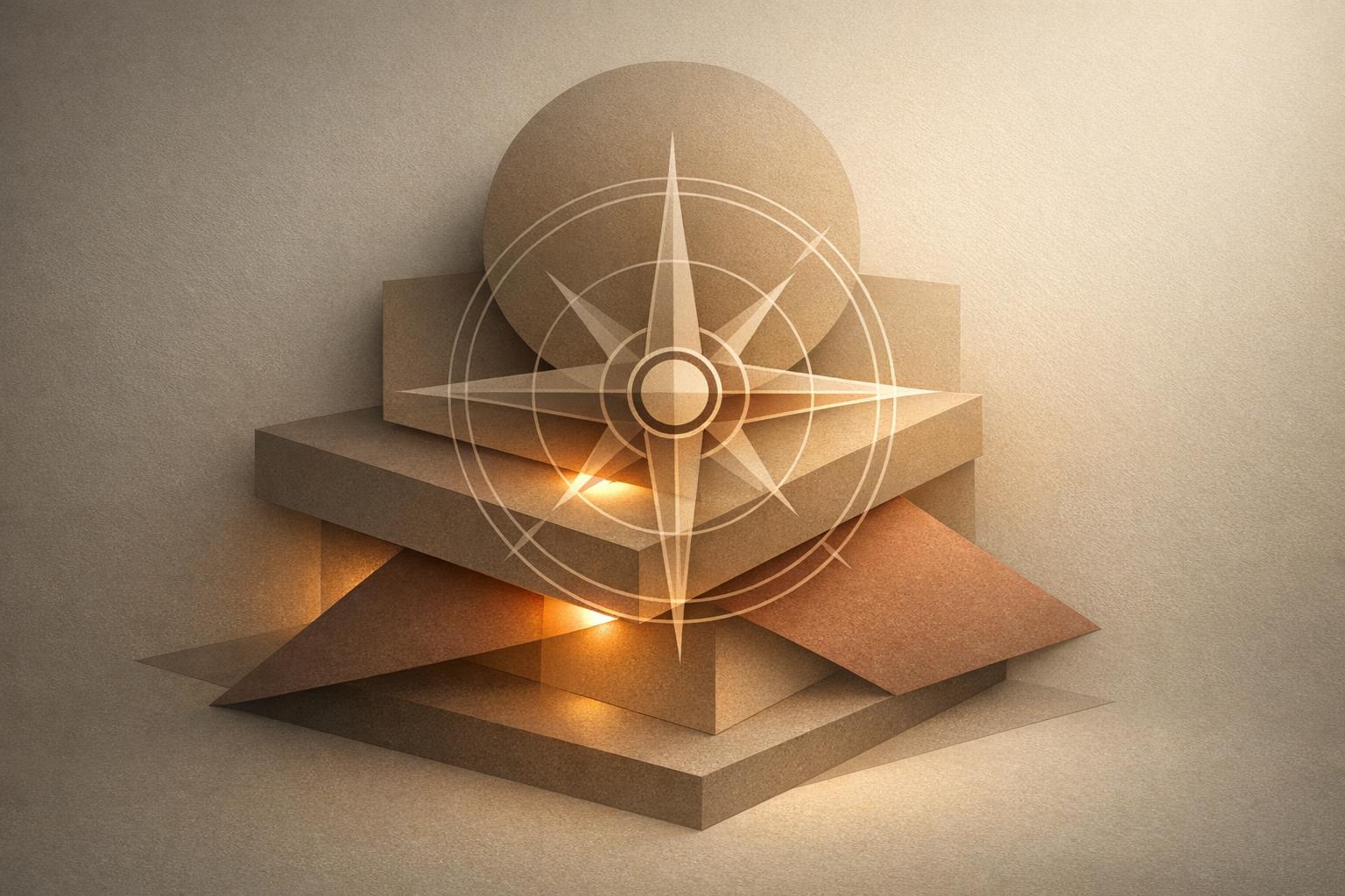 Open ascending pathway between balanced pillars leading toward soft light, symbolizing the journey of self-governance and inner control