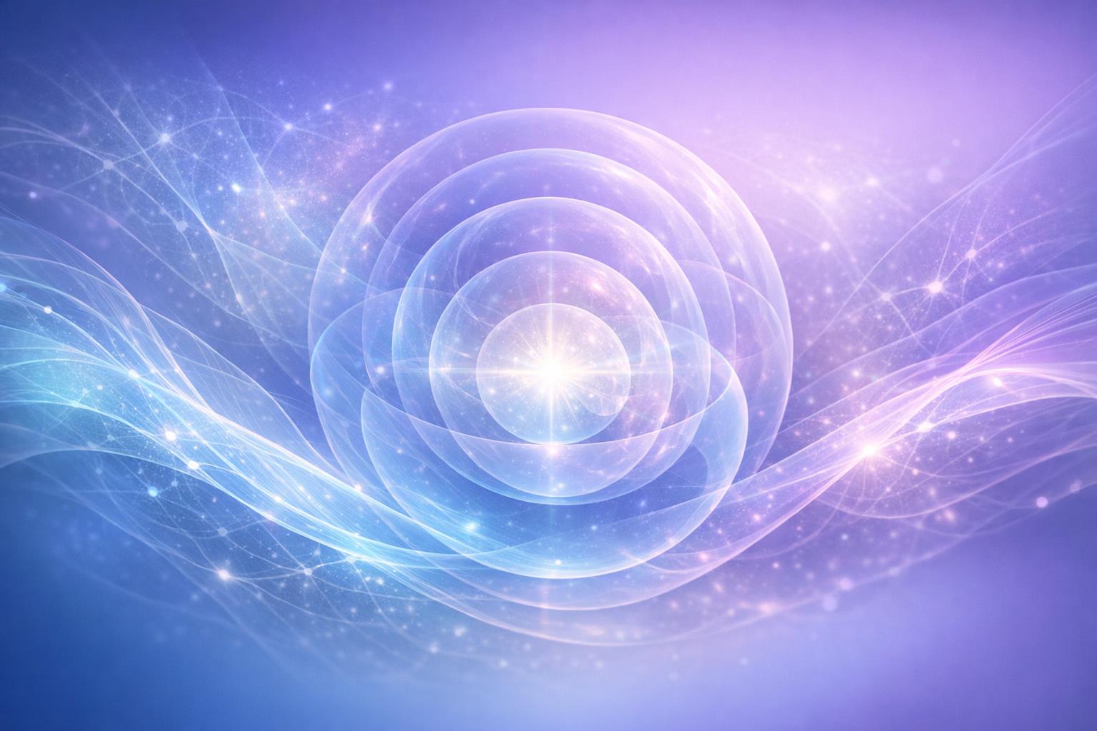 Abstract visualization of layered consciousness and energy fields symbolizing the mind’s role in shaping reality