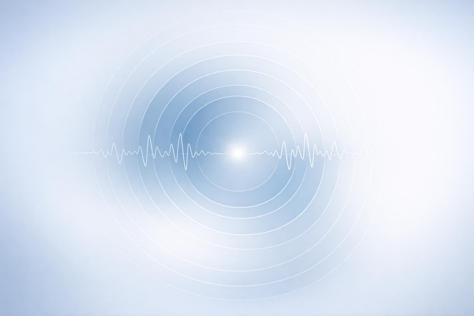 Interlinked translucent spheres and flowing lines symbolizing intuitive perception of thought vibrations and shared mental atmospheres.