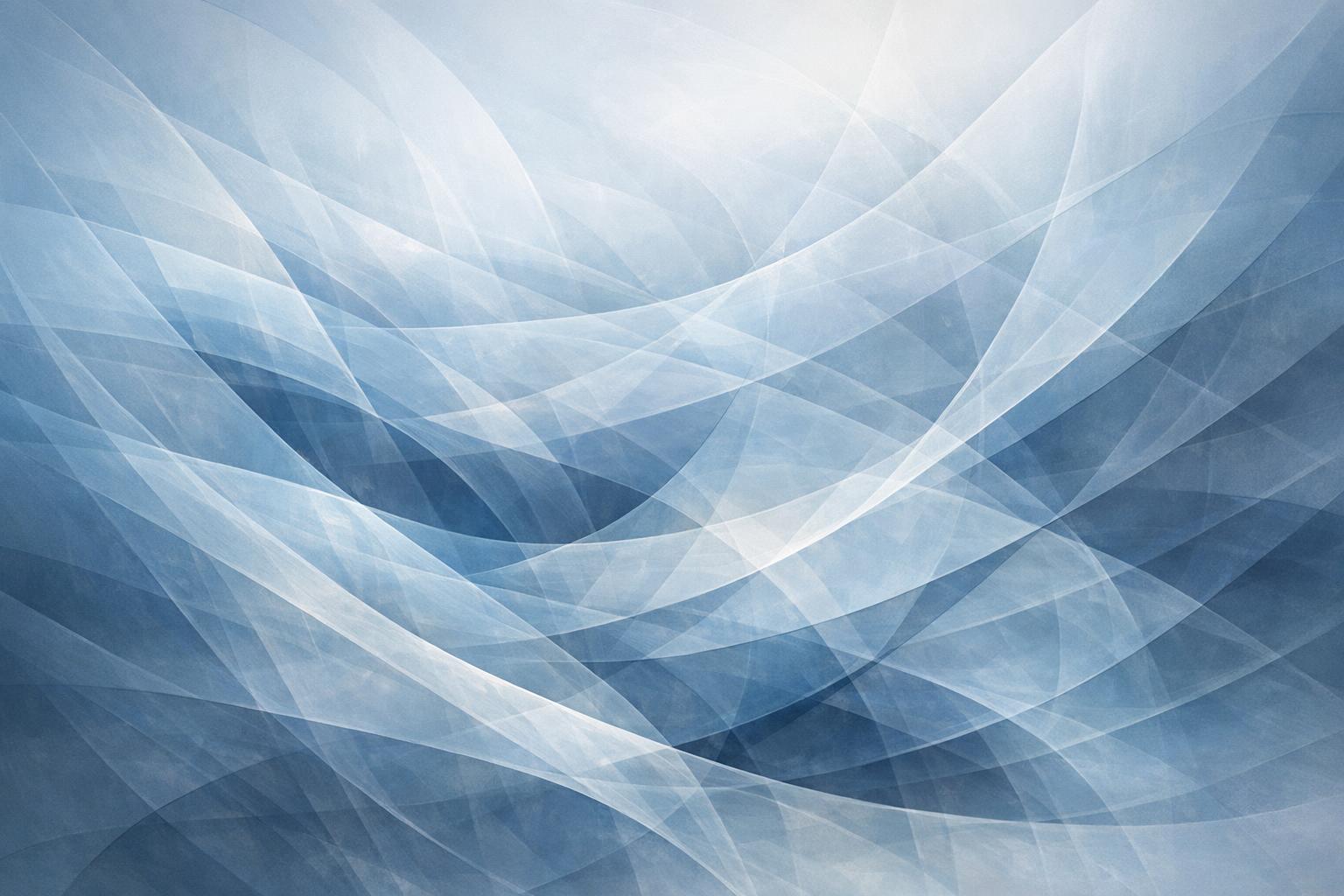 Abstract layered shapes in cool colors representing the interconnected layers of conscious and subconscious mind.