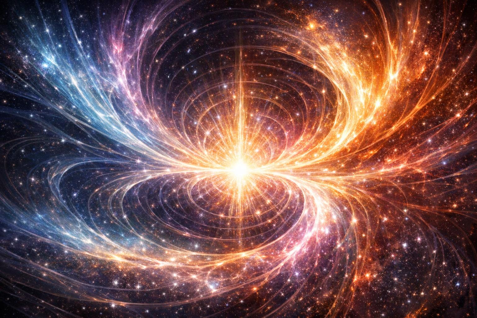 Translucent overlapping vibrational waves illustrating attraction and harmony of similar energy frequencies.