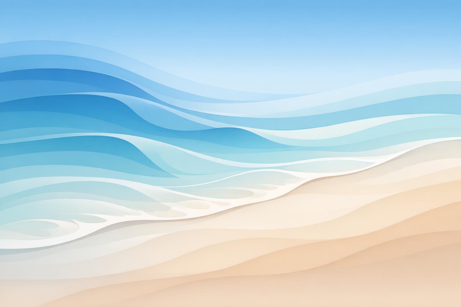 Abstract illustration of ocean waves rhythmically rising and falling against a serene shore, representing the natural cycle of work and rest.