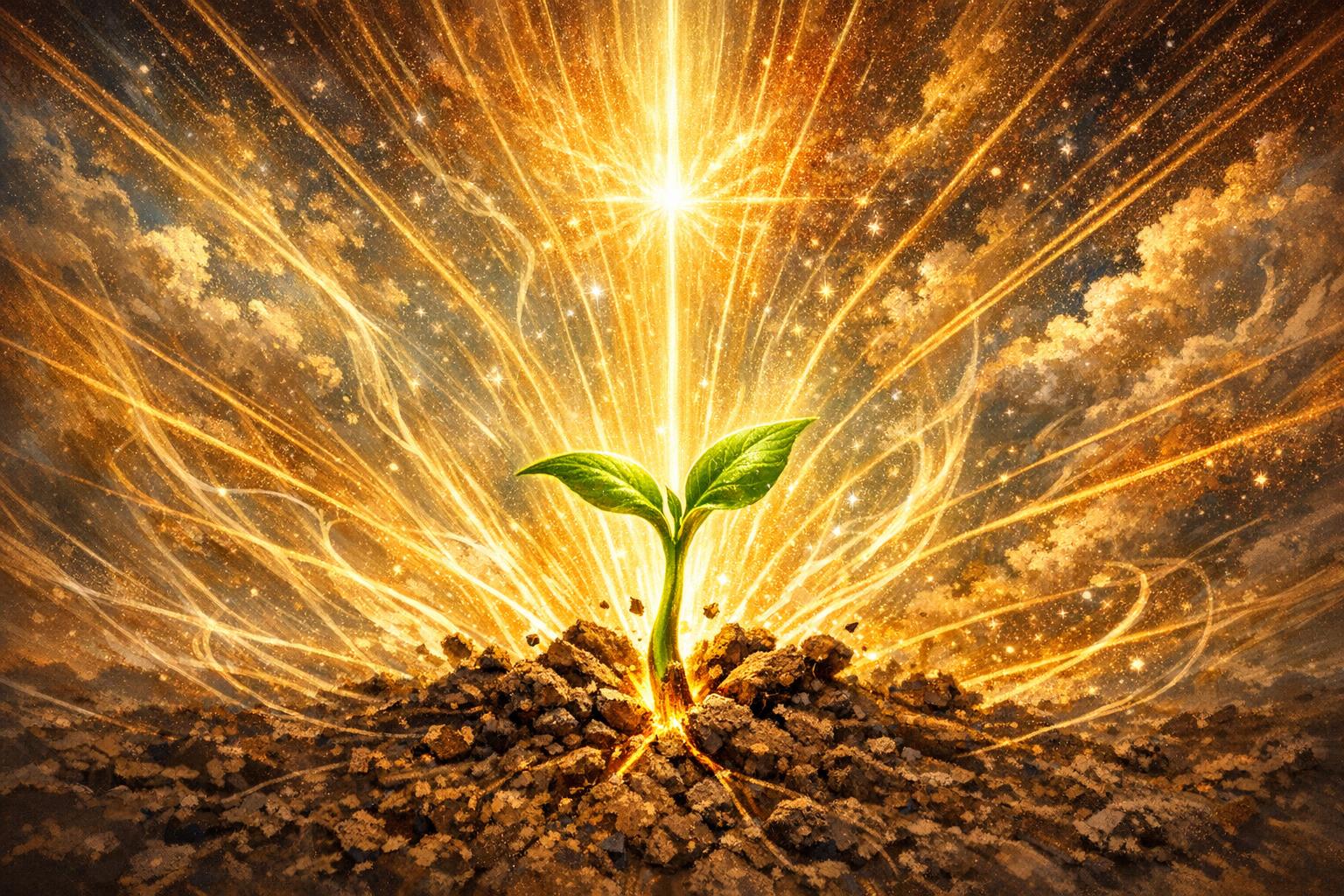 Abstract pathways and converging light beams symbolizing desire as a spiritual direction guiding towards clarity and purpose.

