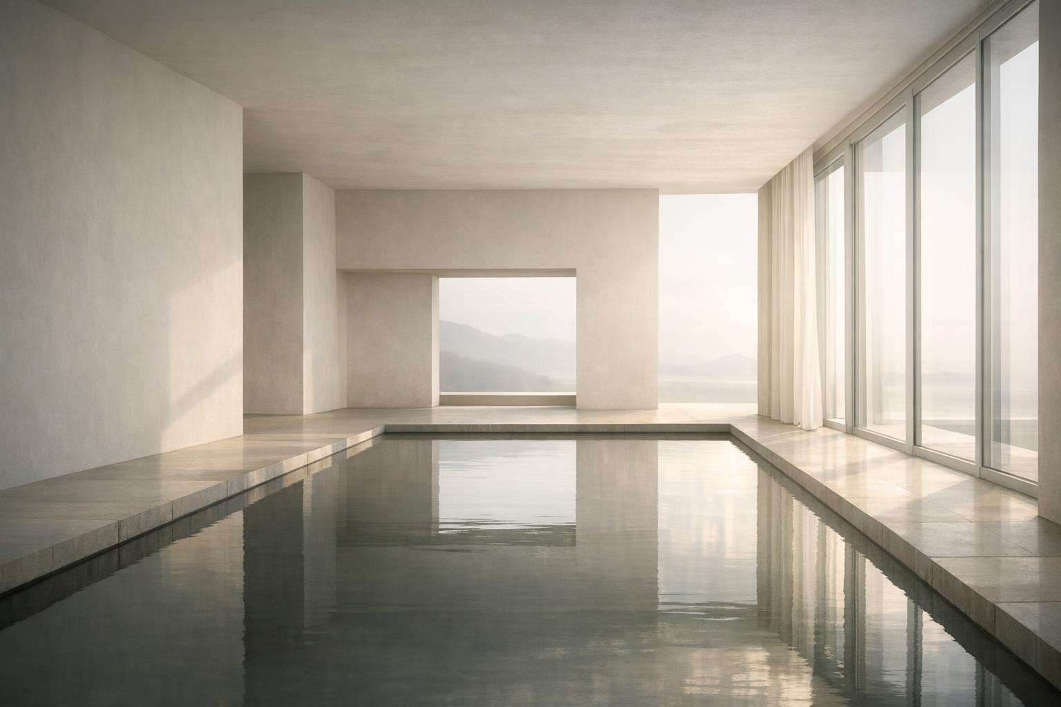 Abstract waves converging into a calm core, representing sustainable, effortless concentration and presence in action.
