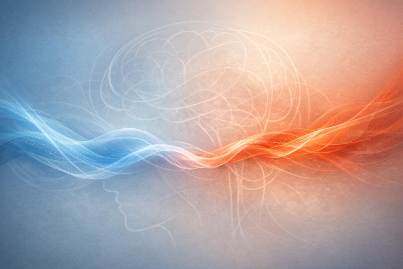 Symbolic abstract representation of the conscious mind directing willpower toward the active subconscious, shown through layered planes and connecting illuminated paths.