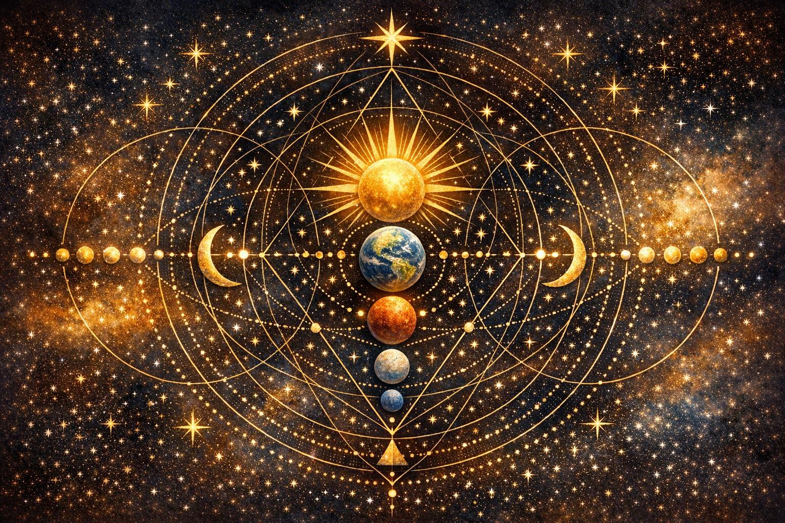 Symbolic fusion of musical notation and architectural elements representing the intersection of music, spirituality, and divine reason