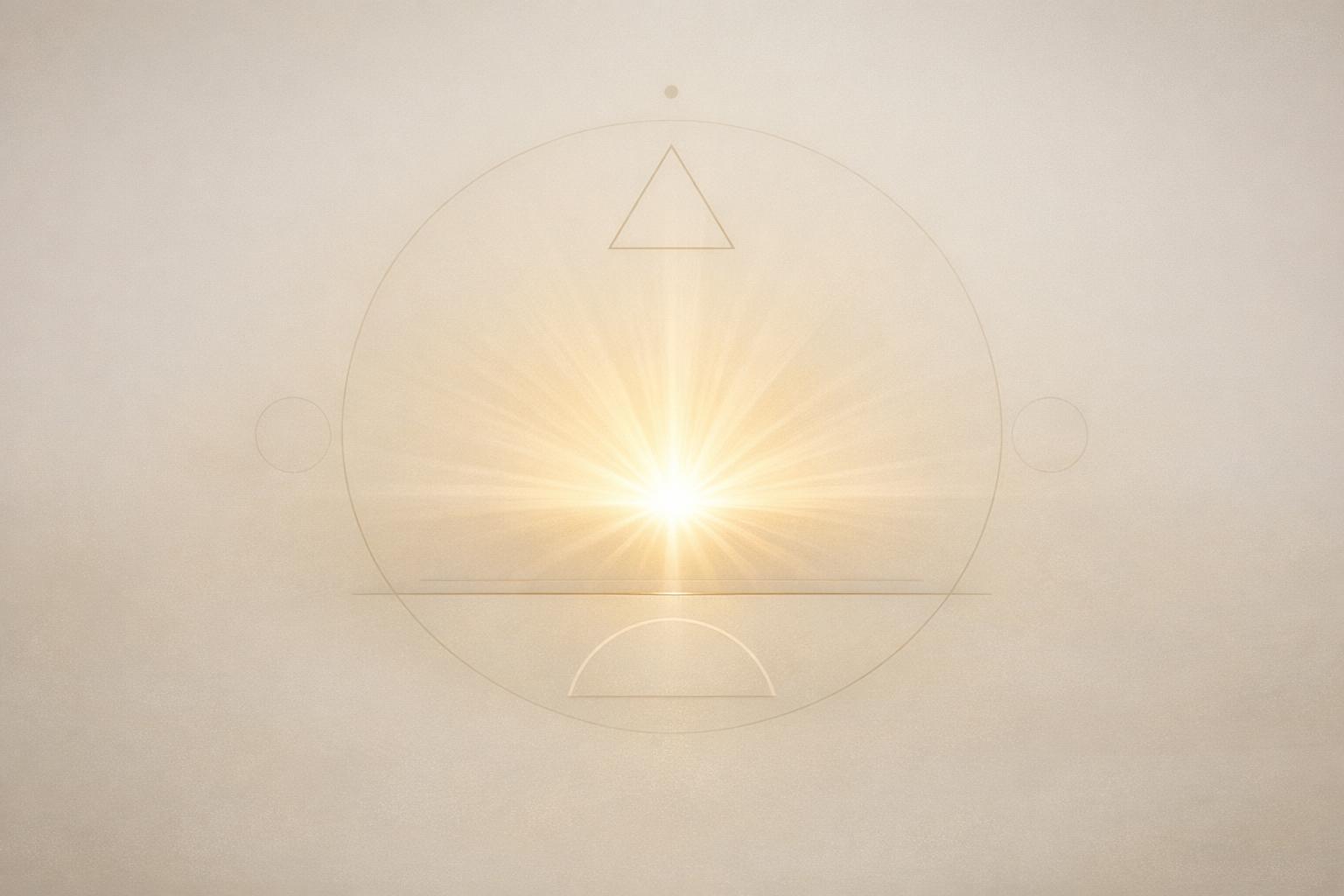 Abstract golden light emanating harmony and balance on a calm serene background symbolizing spiritual gratitude.
