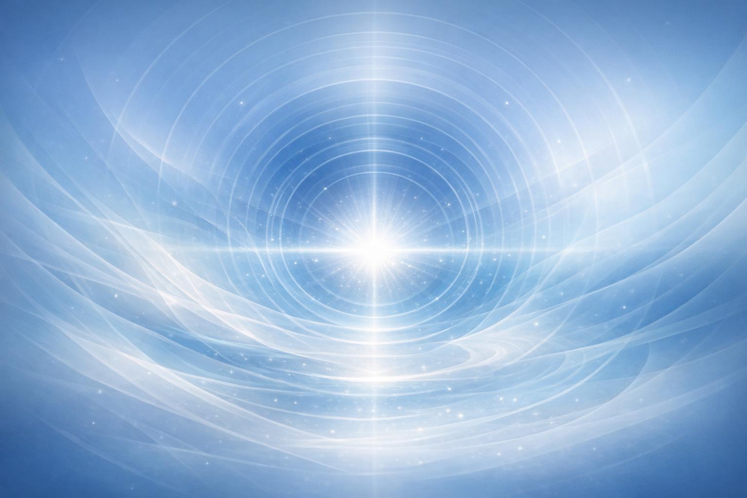 Abstract architectural symbol of divine sovereignty and eternal perspective over time using layered light and form