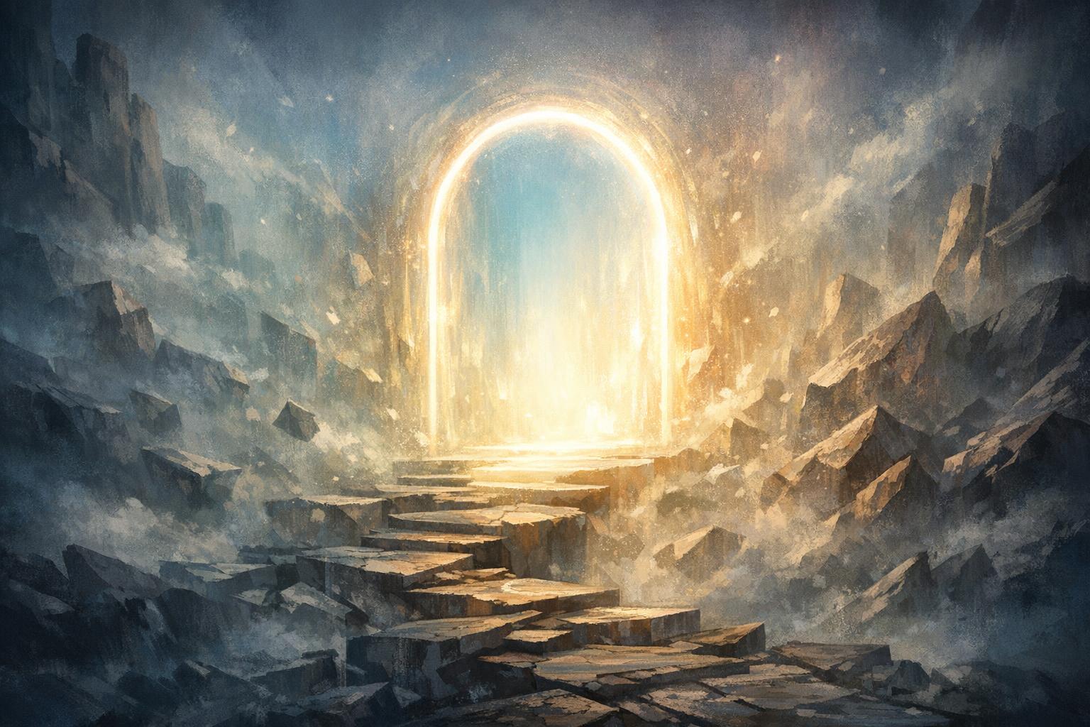 An abstract yin-yang style image of interwoven light and dark forms symbolizing the balance of success and failure