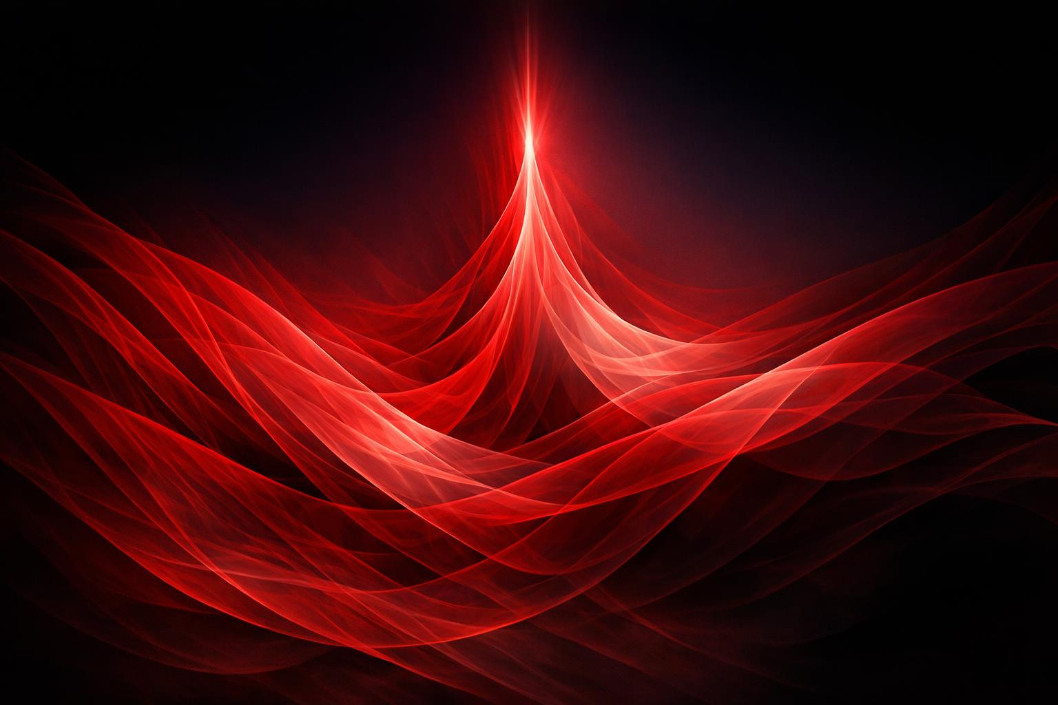 Abstract visualization of emotional energy and intention showing layered red waves converging upward to symbolize focused and powerful desire.
