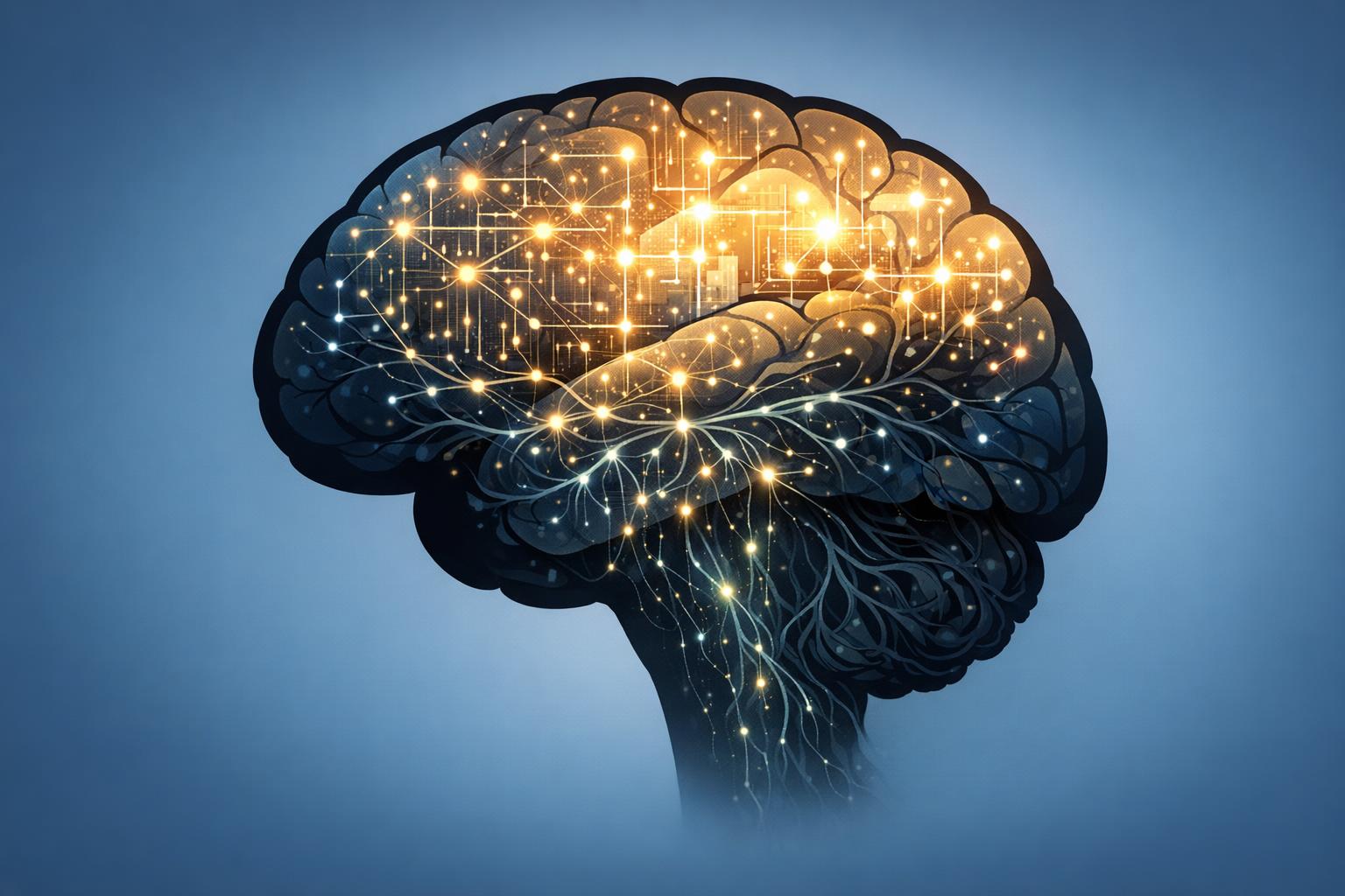 Stylized abstract illustration of the conscious and subconscious mind as two interconnected layers within a human brain silhouette, highlighting their complementary relationship.