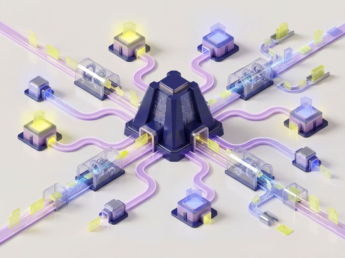 Insurance distribution network hub connecting to multiple partner offices through automated pathways
