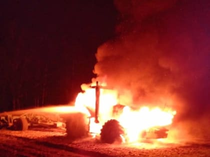 Трактор сгорел на поле в Мордовии