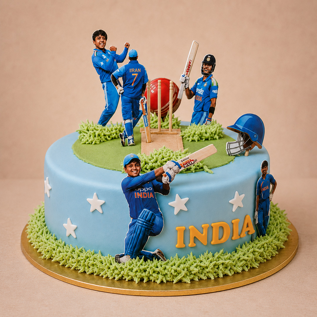 India Cricket Theme Cake