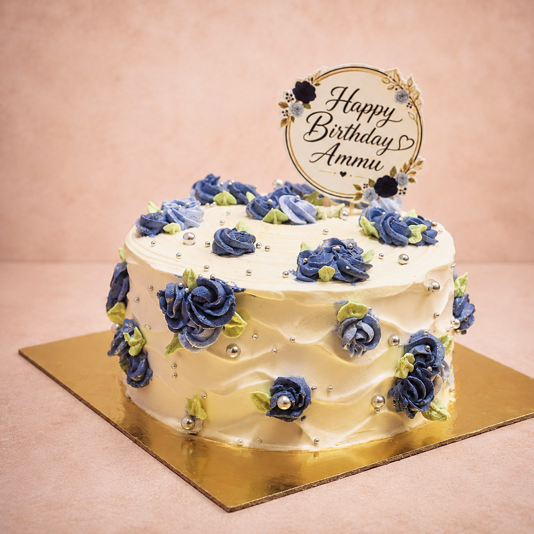 Blue Bloom Theme Cake
