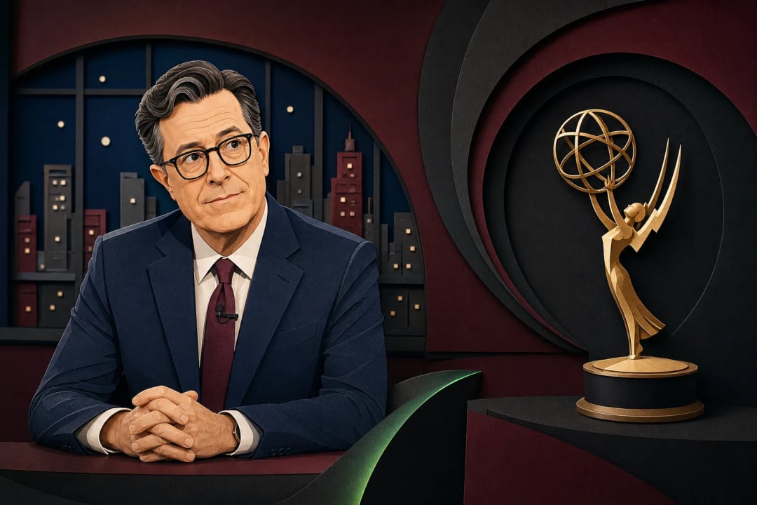 AI-generated editorial illustration for the forecast: Will “The Late Show With Stephen Colbert” win Emmys 2026: Outstanding variety series?