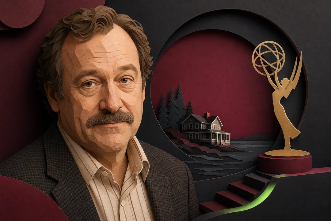 AI-generated editorial illustration for the forecast: Will Stephen Root – “Widow’s Bay” win Emmys 2026: Outstanding supporting actor in a comedy series?