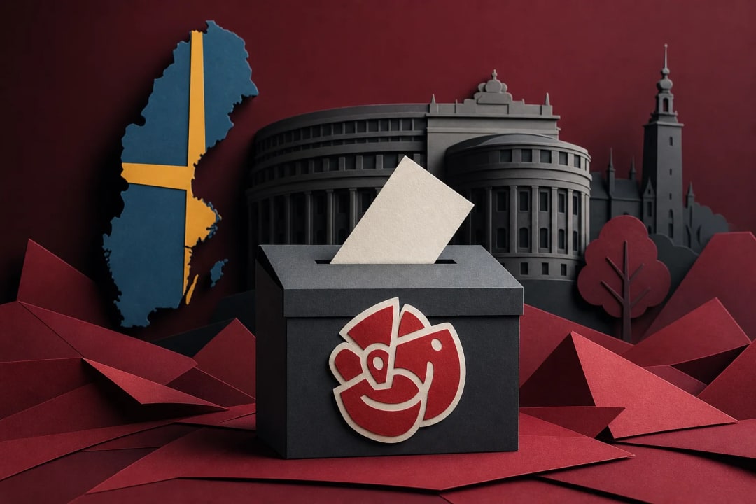 AI-generated editorial illustration for the forecast: Will Swedish Social Democratic Party (S) win less than 27% of all valid votes?