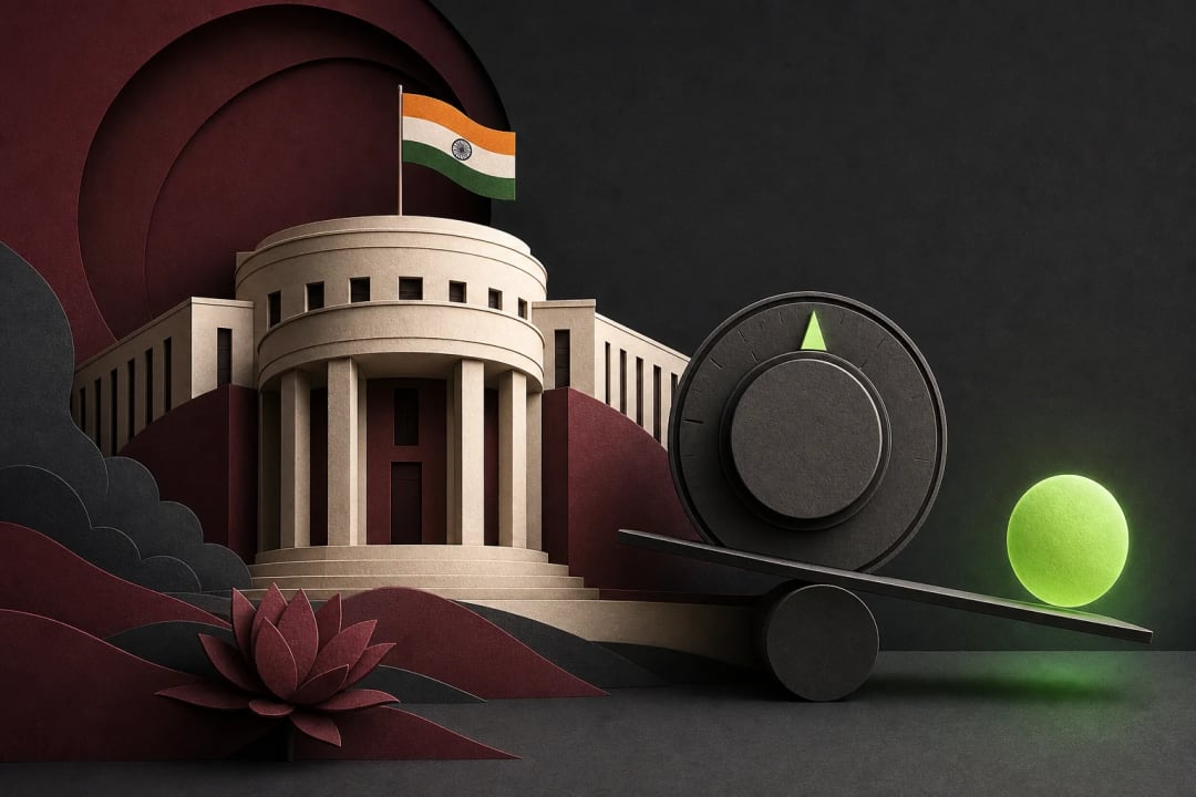 AI-generated editorial illustration for the forecast: Will the Reserve Bank of India make no change to the policy repo rate at the October meeting?