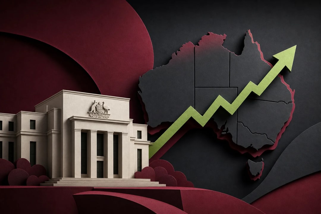 AI-generated editorial illustration for the forecast: Reserve Bank of Australia increases interest rates by 25 bps at the September 2026 meeting?