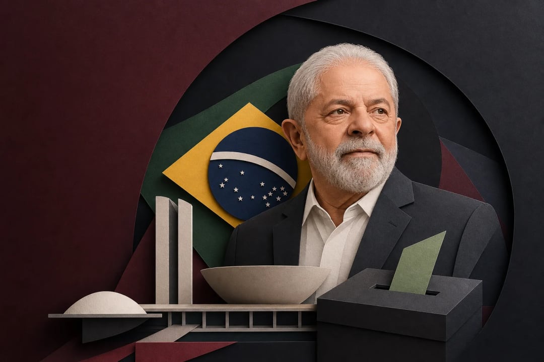 AI-generated editorial illustration for the forecast: Will Lula win the most votes in the first round of the 2026 Brazil presidential election?