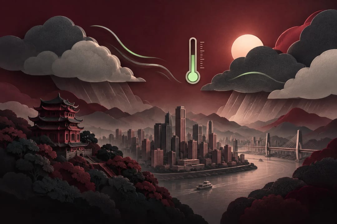 AI-generated editorial illustration for the forecast: Will the highest temperature in Chongqing be 22°C or below on September 18?